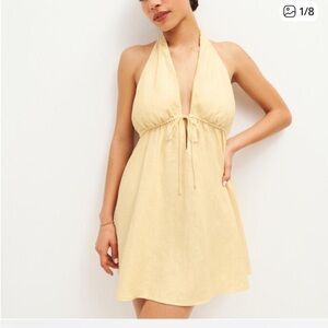 Reformation Carlena linen midi halter neck dress